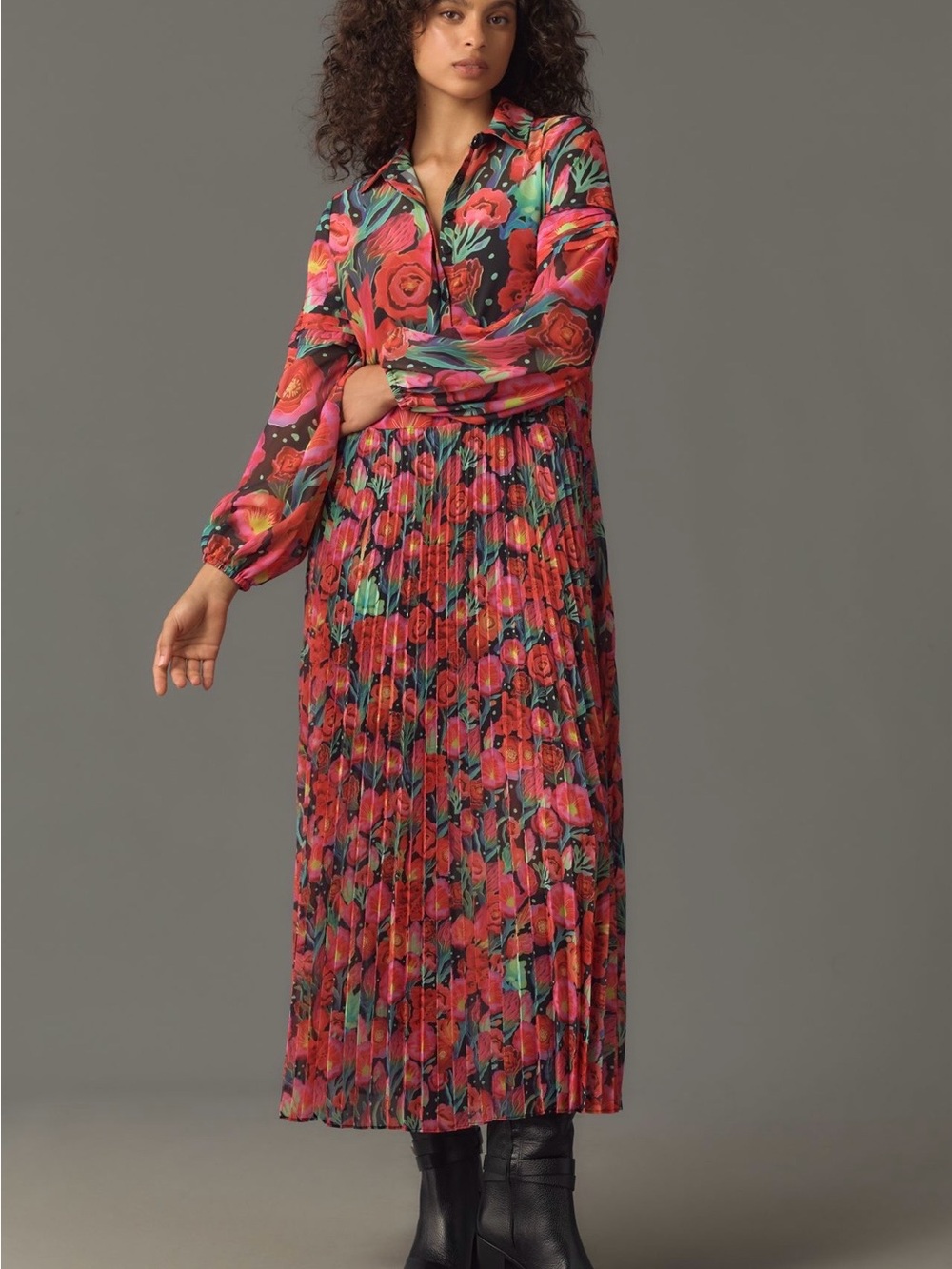 Anthropologie x Farm Rio pleated Maxi dress size XL